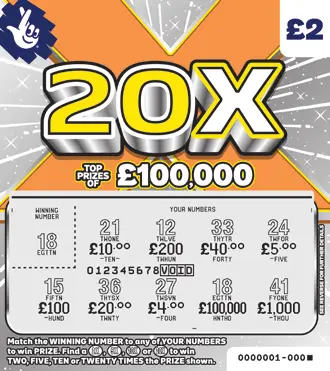 20X, Game 1501, official scratchcard product image