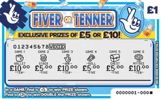 Fiver Or Tenner, Game 1505, official scratchcard product image