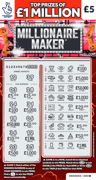 Millionaire Maker, Game 1438, official scratchcard product image