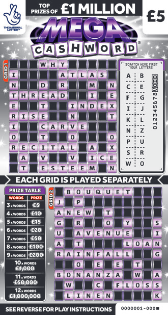 Mega Cashword, Game 1457, official scratchcard product image
