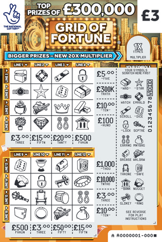 Grid Of Fortune, Game 1465, official scratchcard product image