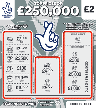 £250,000 Silver, Game 1468, official scratchcard product image