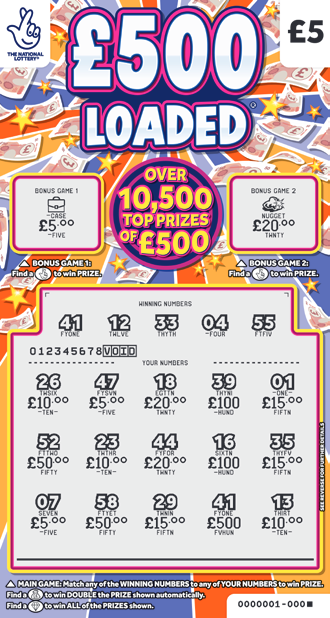 £500 Loaded, Game 1471, official scratchcard product image
