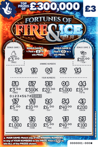 Fortunes Of Fire & Ice, Game 1478, official scratchcard product image