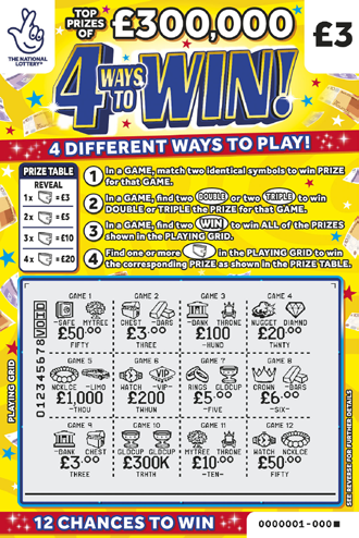 4 Ways To Win, Game 1487, official scratchcard product image