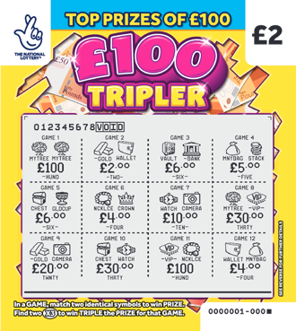 £100 Tripler, Game 1495, official scratchcard product image