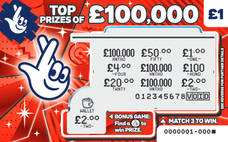 £100,000 Jackpot, Game 1497, official scratchcard product image