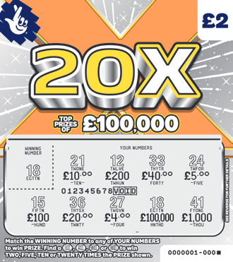 20X, Game 1501, official scratchcard product image