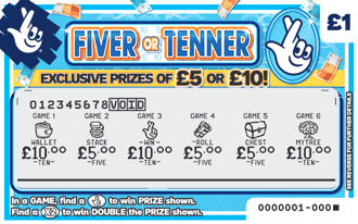 Fiver Or Tenner, Game 1505, official scratchcard product image