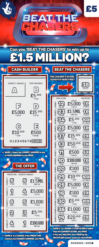 Beat The Chasers, Game 1511, official scratchcard product image